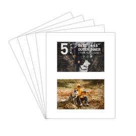 Golden State Art, Bevel Cut Mats for Two Photos, Acid-Free White Core for Photographs, Prints, Artworks - Great for Graduations, Frames (White, 8x10 Mats for 4x6 Pictures, Pack of 5)