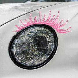 Iprokiu 1 Pair High Intensity Reflective Headlight Eyelash Stickers - Waterproof, Fake Eyelash Stickers for SUV, Truck, Funny Car Decoration (Pink)