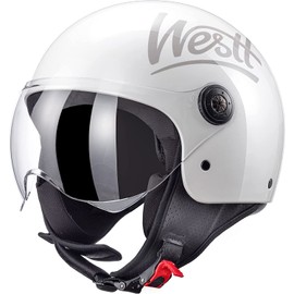 Westt 3/4 Helmet Motorcycle Open face Helmet Scooter Helmet with Clean Visor DOT Approved Vintage Moped Helmet for Men Women