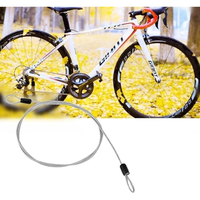 Bicycle Security Cable Lock, Double Loop Stainless Steel Wire, External
