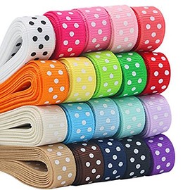 ROSENICE Grosgrain Ribbon Polka Dot Satin Ribbon for Arts Gift Wrap DIY Crafts