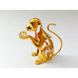 KG & C Year of Monkey FIGURINE - ORNAMENT 24KT GOLD PLATED WITH AUSTRIAN CRYSTALS