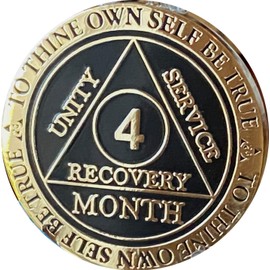 4 Month AA Medallion Elegant Black Gold and Silver Plated 120 Day Chip