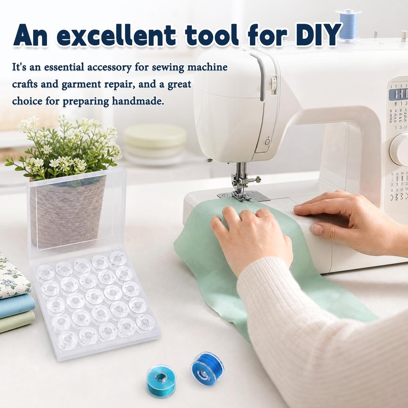 Doxiru 25 Plastic Sewing Machine Bobbins with Bobbin Case