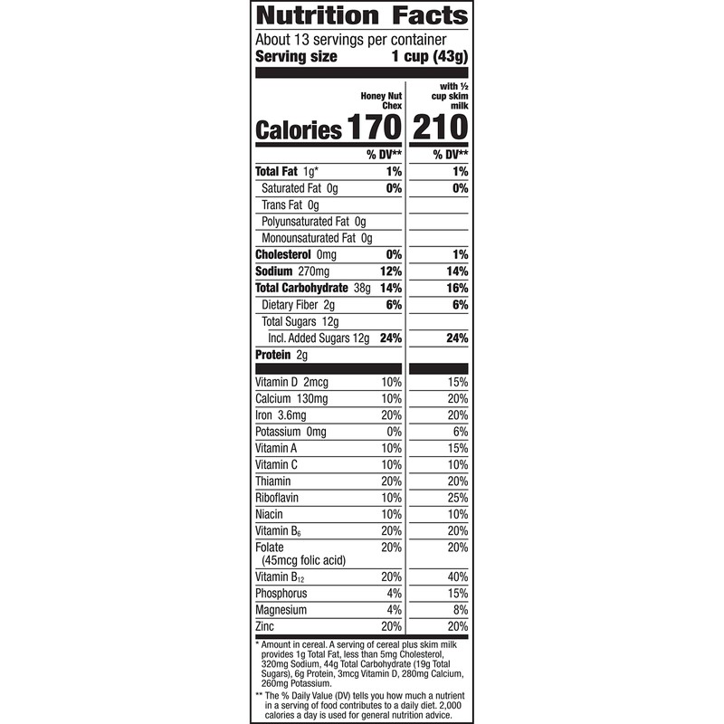 Chex Breakfast Cereal, Honey Nut, Gluten Free, 19.5 oz