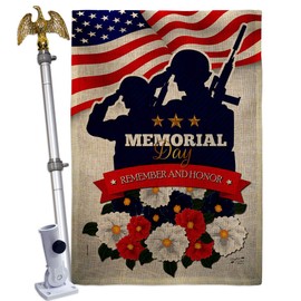 Angeleno Heritage Remembrance of Fallen Burlap House Flag Eagle Set Patriotic Memorial Day Armed Forces Military Veteran United State American Banner Small Garden Yard Gift Double-Sided, Made in USA