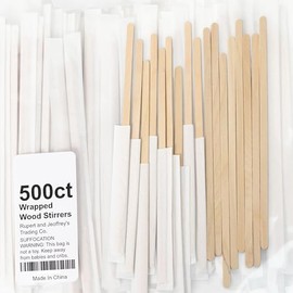 [500ct] 7.5" Wrapped Wood Coffee and Tea Stirrers