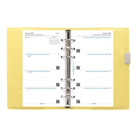 Filofax Domino Soft Organizer, Personal Size, Lemon - Smooth, Leather-Look, Grain Effect, Tactile, Six Rings, Week-to-View Calendar Diary, Multilingual, 2025 (C022608-25)