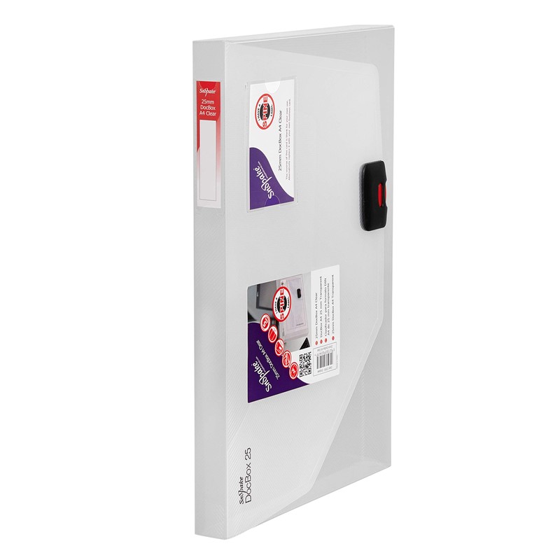 Snopake A4 DocBox Clear 25 mm Box File with Push
