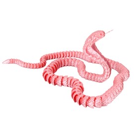 lasuroa 3D Printed Snake, 25.8 Realistic 3D Printed Cobra Flexible Articulated Fidget Animal Executive Desk Toys for Home Office Desk Decoration (Pink White)