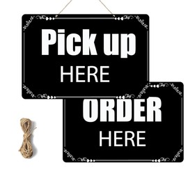 Order Here and Pick Up Here Signs Double-Sided Order Here Sign with 4 Twines Pick up Here Signs for Restaurants Cafes and Bars Bakery Ice Cream Retail Decor (rectangle)