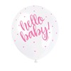 Hello Baby White Latex Balloons (30cm) Pack of 5 -