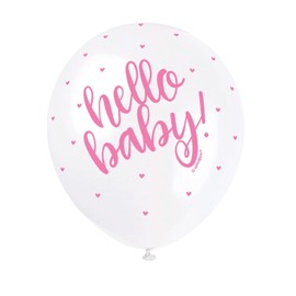 Hello Baby White Latex Balloons (30cm) Pack of 5 - Ideal for Baby Shower Celebrations