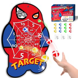 Glückpa Spider Children's Toy for 3-8 Years, 70 cm Children's Velcro Dartboard with 12 Sticky Balls, Spider Gifts for Boys from 4-9 Years, Indoor/Outdoor Games, Throwing Game Sets for Boys and Girls