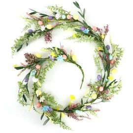 6.6 FT Easter Garland Spring Garland for Mantle Easter Decorations for Home Easter Egg Garland for Rustic Mantle Arch Home Table Tree Decoration Easter Holiday Decoration, Easter Spring Home Decor