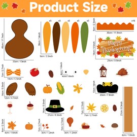 Turkey Bulletin Board Set Thanksgiving Classroom Decorations DIY Turkey Craft Fall Colorful Cutouts Name Tags for Students Boys Girls kindergarten Office Back to School Wall Decors Autumn Party Supply