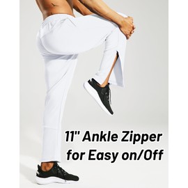 MIER Men’s Sweatpants with Pockets, Athletic Training Track Jogger for Soccer, Running, Football, Workout, White, XL