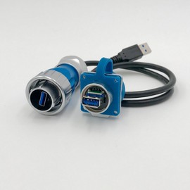 CNLINKO USB 3.0 Type A Industrial Circular Connector, Male Plug & Female Panel Mount Receptacles Socket, Plug with 20 inches Cable, Outdoor Waterproof IP67, Data + Power, Zinc Alloy Metal, Heavy Duty