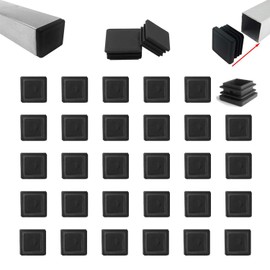 Zaky Lamellar Plugs for Square Tubes 25 x 25 mm Pipe Plugs Foot Caps Black Plastic Pack of 30