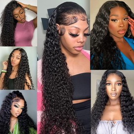 Aikebi Brazilian Human Hair Bundles 8 10 12 Inch Natural Water Wave Bundles Human Hair 100% Unprocessed 10A Quick Weave for Black Women Soft Sewn In with Double Weft