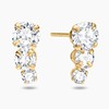 14K Yellow-gold 3-Stone Cascading Drop Earrings, Round Cubic Zirconia, Soft