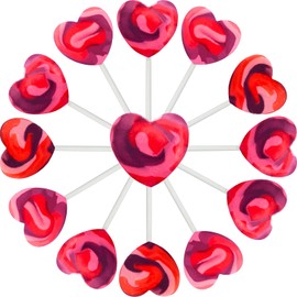 Fruidles Pink Swirl Lollipop Heart Design, Party Bag Fillers, Individually Wrapped (24-Pack)