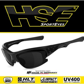 HSE® SportEyes® UV400 protective filter, HLT® plastic safety glass according to DIN EN 166, sports glasses, glasses frame: black, glasses: 2015