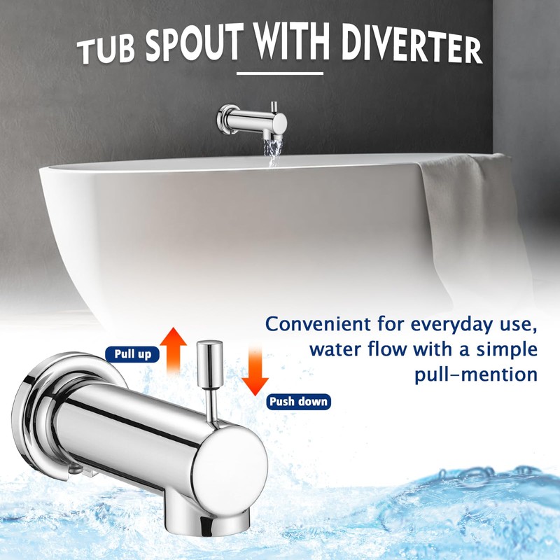 YASINU Slip on Tub Spout with Diverter Universal Tub Diverter