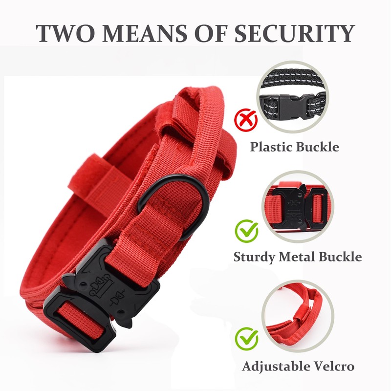 Tactical Dog Collar, Adjustable Military Training Nylon Dog Collar with