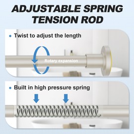 CorkLatta Shower Curtain Rod 31 to 80 Inch,1 Inch Diameter Adjustable Brushed Nickel Spring Tension Stainless Steel Telescoping Rod,Easy Install,No Rust