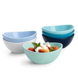 Sweese Porcelain Bowls Set - 5 Inch, 10 oz, Assorted Colors for Desserts, Soup, Rice, 6 Pack, Microwave Dishwasher Safe