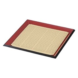 J-kitchens Buckwheat Bowl Zaru Soba, 7 Inch Square Cloth, Buckwheat Plate, Red Fuchi Black, Crack Resistant, Resin, 8.3 x 8.3 x 1.2 inches (21 x 21 x 3 cm), Made in Japan