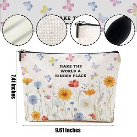 DHKG Inspirational Makeup Bag Floral Positive Affirmations Cosmetic Bag Motivational Gifts for Women Girls Friend Niece Daughter Travel Organizer Zipper Pouch Graduation Birthday Friendship Gifts
