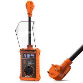 Neverland RV Surge Protector 30Amp 14000J 6 in1 IP67 LED Display Light RV Circuit Analyzer