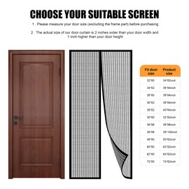 LIAMST Magnetic Screen Door Fit Door Size 62 x 80 Inch, Magnetic Screen Door for French & Sliding Doors, Large Pet & Kids. Heavy Duty Mesh. Self Closing Continuous Magnetic Seal.