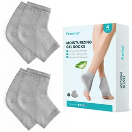 Moisturizing Heel Socks for Cracked Heel Treatment - Promifun 2 Pairs Heel Socks for Dry Cracked Feet - Cracked Heel Repair for Women & Men(Gray)