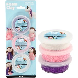 Foam Clay® sets, white, purple, pink, metallic and glitter, 3x14g