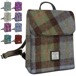 Harris Tweed Tartan Mini Backpack - Scottish Tartans - Waterproof Laptop Bag - Spring Collection | Gift for Valentines, Mothers Day & Weddings (Macleod Tartan)