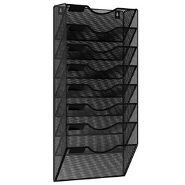 Solinxe Wall File Holder Wall Mounted Magazine Rack 8 Pockets Hanging File Folders Organizer for Office, Black