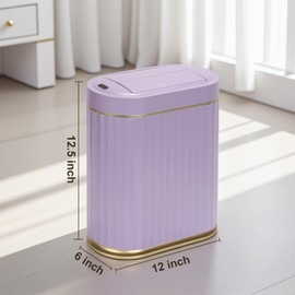 SYNCVIBE Bathroom Trash Can with Butterfly Lid 2 Gallon Sensor Trash can, IPX5 Waterproof Garbage Can Bathroom Decor, Automatic Trash Bin, Under-Counter Wastebasket for Bedroom, Living Room, Purple