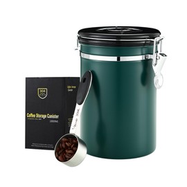 BUCOMTU 1.8 Litre Stainless Steel Coffee Canister Airtight with Date Display and Stainless Steel Scoop Coffee Canisters, Coffee Bean Container for Nuts, Cocoa, Tea Leaves