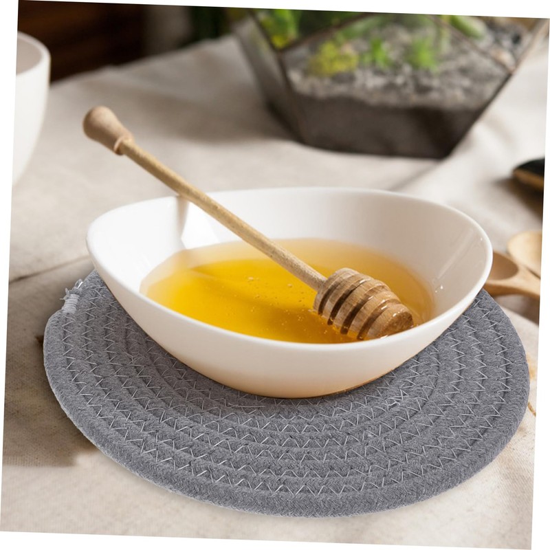 Mikinona 4pcs Cotton Woven Pot Pad Weave Mat Round Hot