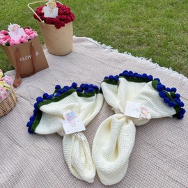 Blue Rose Blanket Floral Throw 3D Handmade DIY Crochet Bouquet Blanket 51in