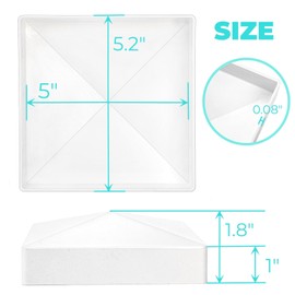 Hiceeden 12 Pack 5" x 5" Vinyl Fence Post Caps, Pyramid PVC Deck Post Caps, Decking Caps for Mailbox, Lamp Post, Deck, Dock, White