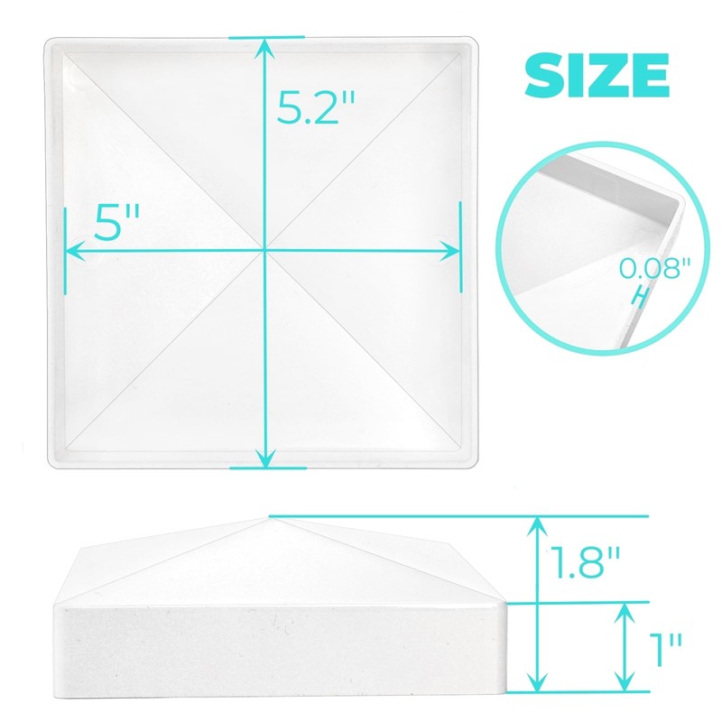 Hiceeden 12 Pack 5" x 5" Vinyl Fence Post Caps,