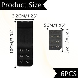 Pack of 6 Bra Extenders, Bra Extension 3 Rows, 2 Hooks, 3 Hooks, Soft Elastic Bra Closure Extender, Elastic Bra Extender with Travel Case for Girls Women Pregnant Women (Black, White, Skin Colour), 1