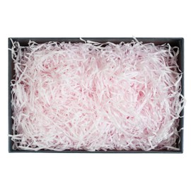 Emartbuy Rigid Gift Box, 34 cm x 23 cm x 8 cm, Black Box with Lid and Gold Satin Ribbon and 50g Shredded Paper in Pink