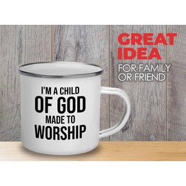 Flairy Land Christian Camper Mug 12oz - Made To Worship - Religious Gift Blessed Faithful Thankful Joyful God Prayer Friendship Long Distance Couple Catholic