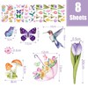 8 Sheets Spring Window Stickers Tulips Hummingbird Butterfly Flower Window