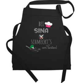 Geschenk mit Namen personalisiert by Shirtracer - Apron - Cooking Apron - Bei Name schmeckts am besten, 1 black